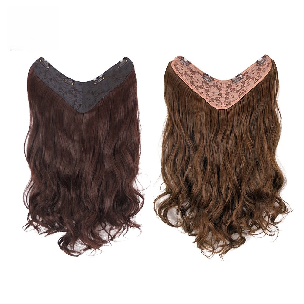 Half-Head Wig Piece – Voluminous V-Shaped Curly Hair Patch - siarwg
