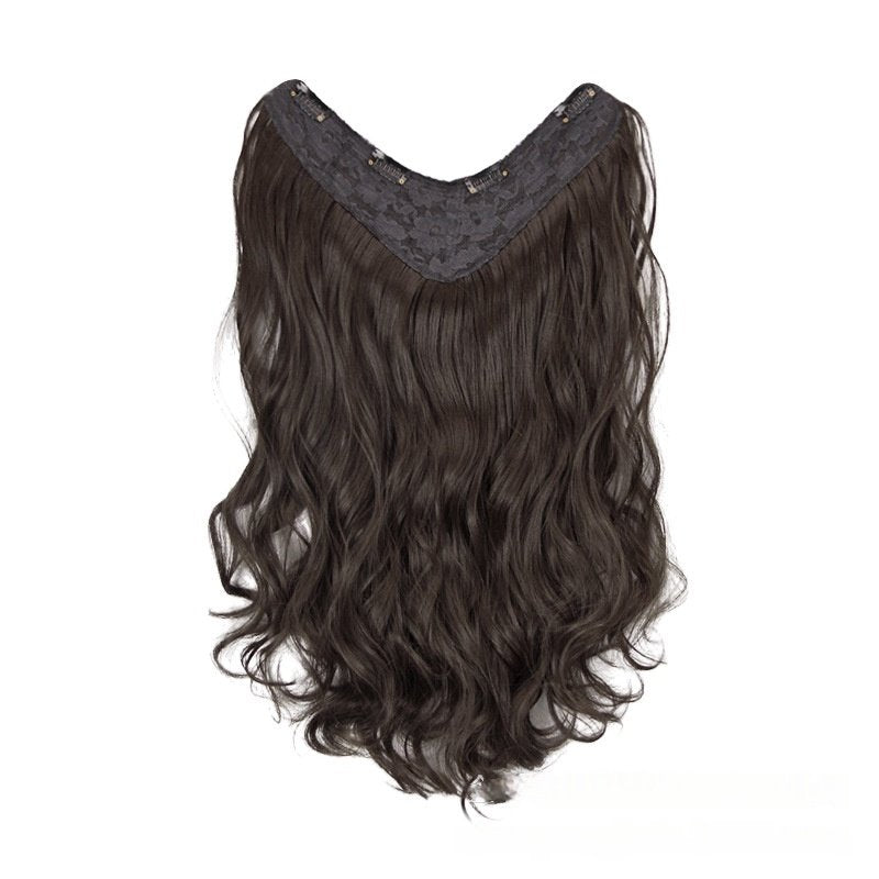 Half-Head Wig Piece – Voluminous V-Shaped Curly Hair Patch - siarwg