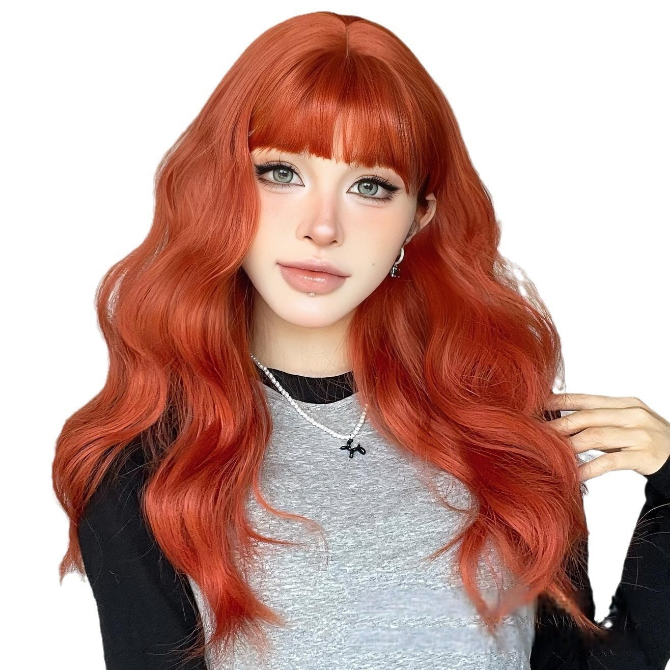 Dirty Orange Water Wavy Wig - siarwg