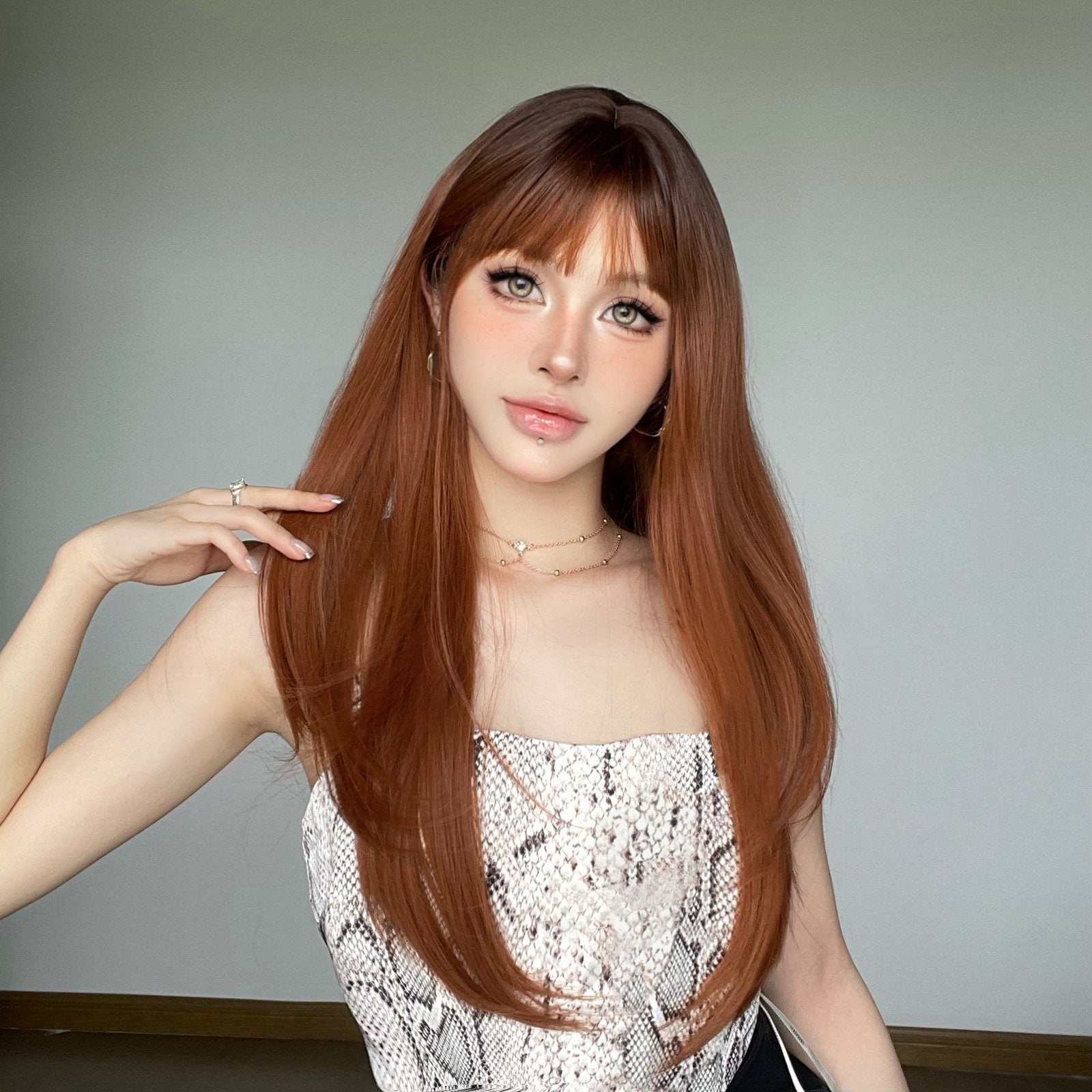 Full Head Set with Bangs - Micro Curls, Micro Hair Dyed Crown - siarwg