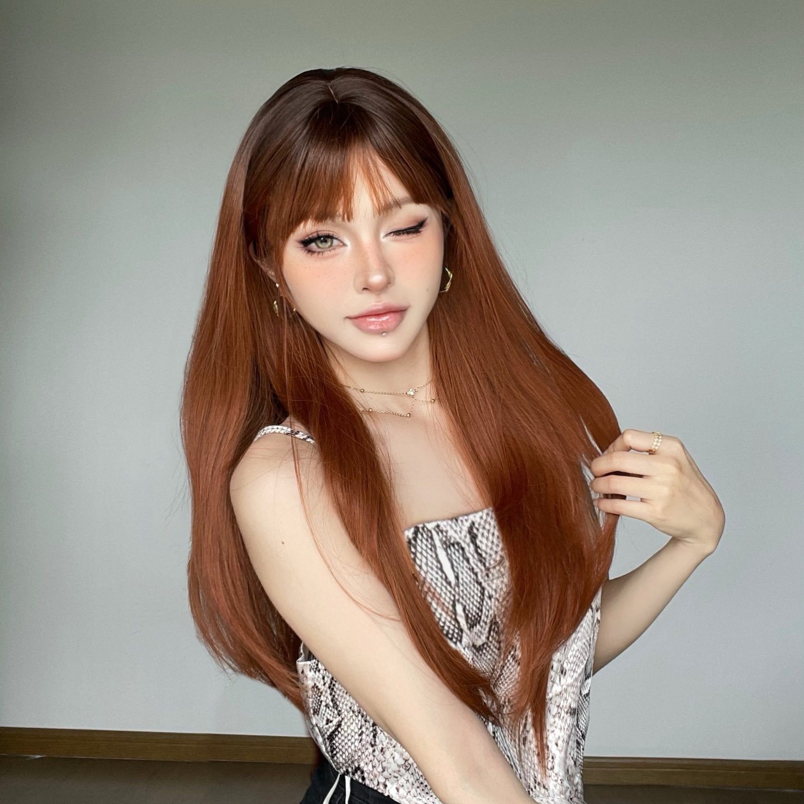 Full Head Set with Bangs - Micro Curls, Micro Hair Dyed Crown - siarwg