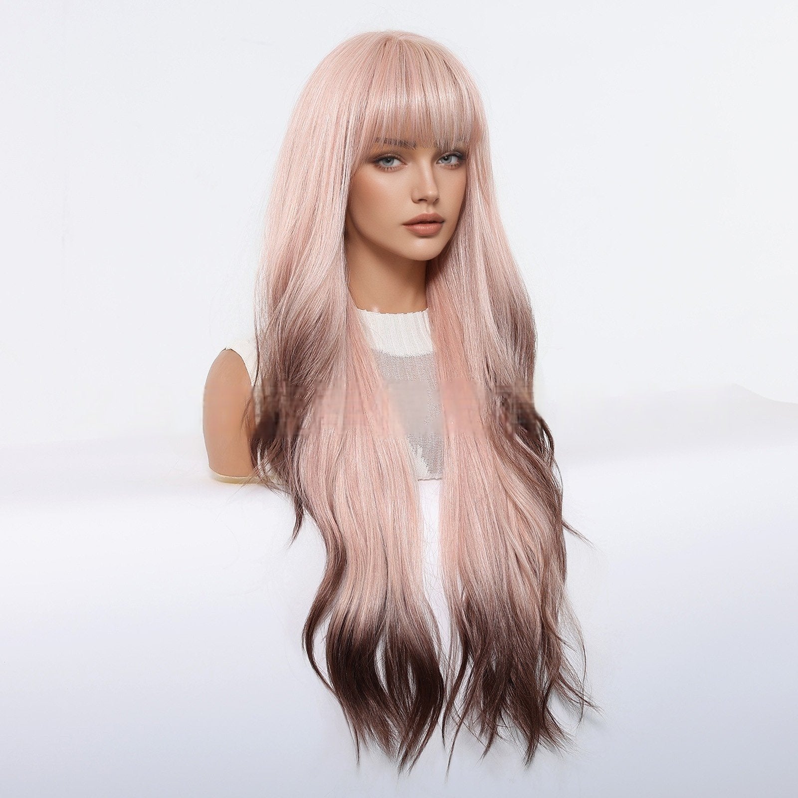 Gradient Pink Air Fringe Wig - siarwg