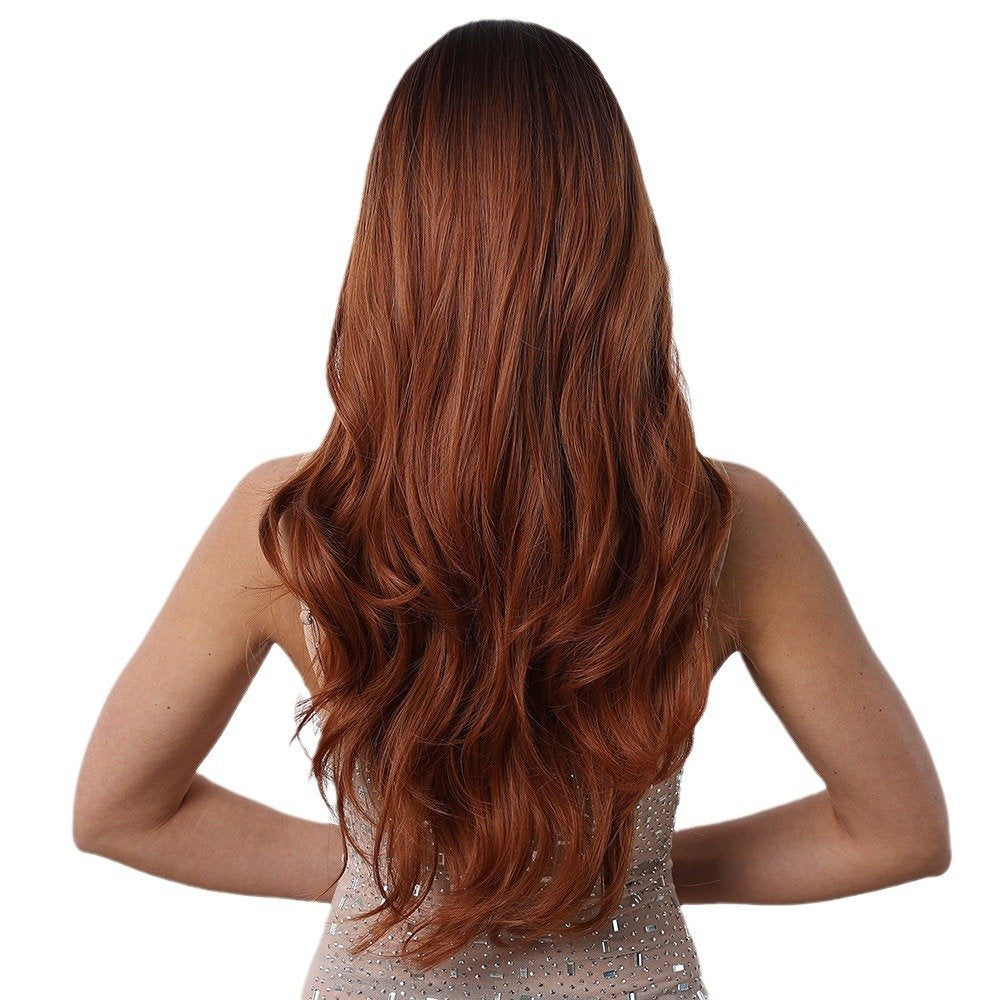 Full Head Gradual Brown-Yellow Long Curly Wig - siarwg
