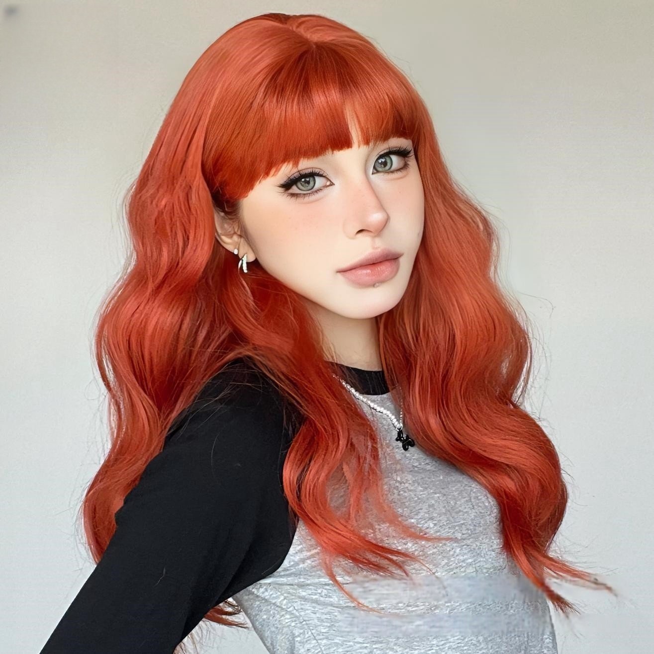 Dirty Orange Water Wavy Wig - siarwg