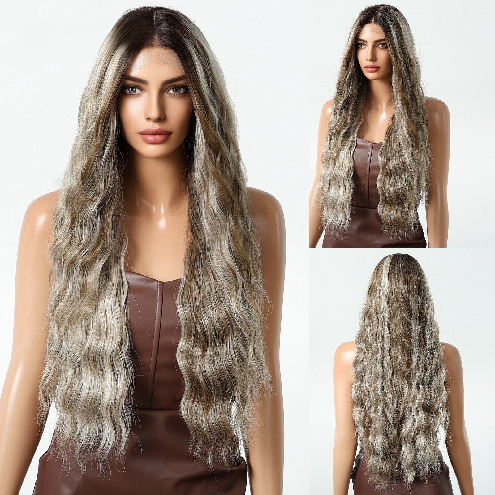 Free Parting Lace Wig - 13*6 Large AreaGradual White Gold - siarwg