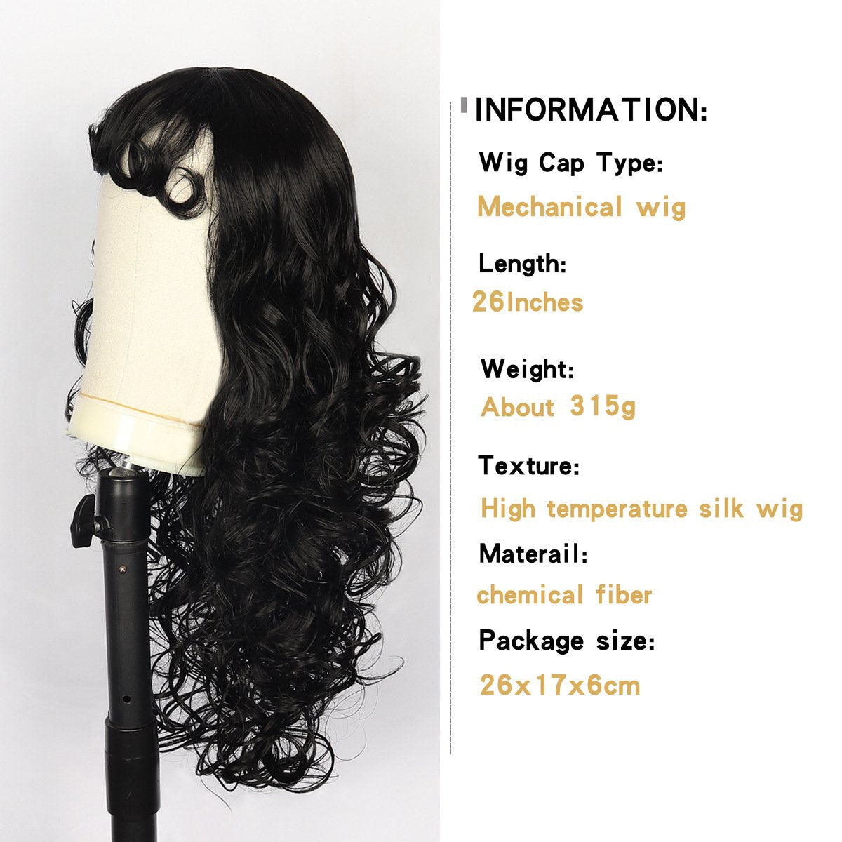 Black Long Curly 26 Inch - siarwg