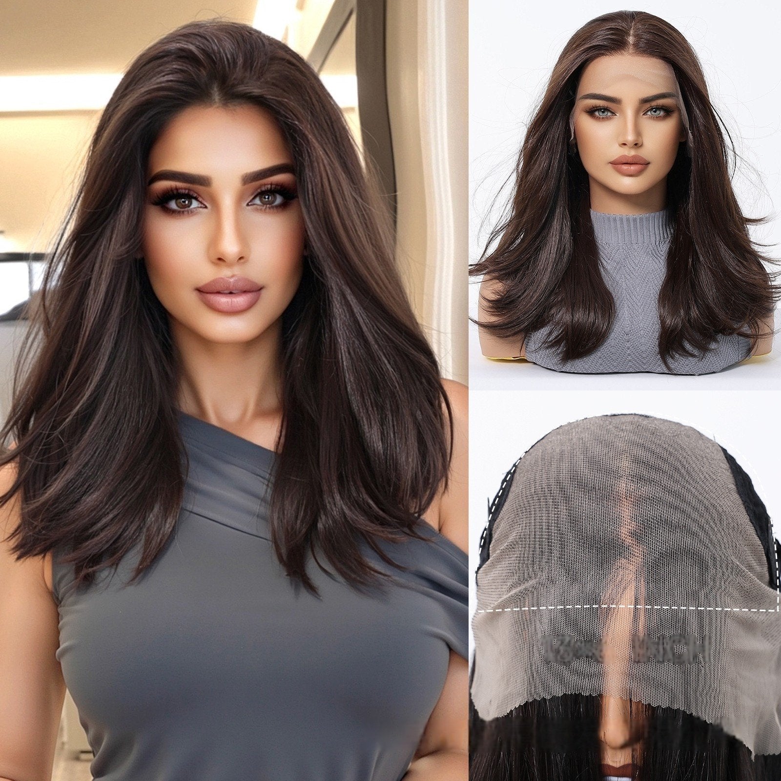 Lace Wig 13*6 Gradual Brown High Temperature Silk Head Cover - siarwg