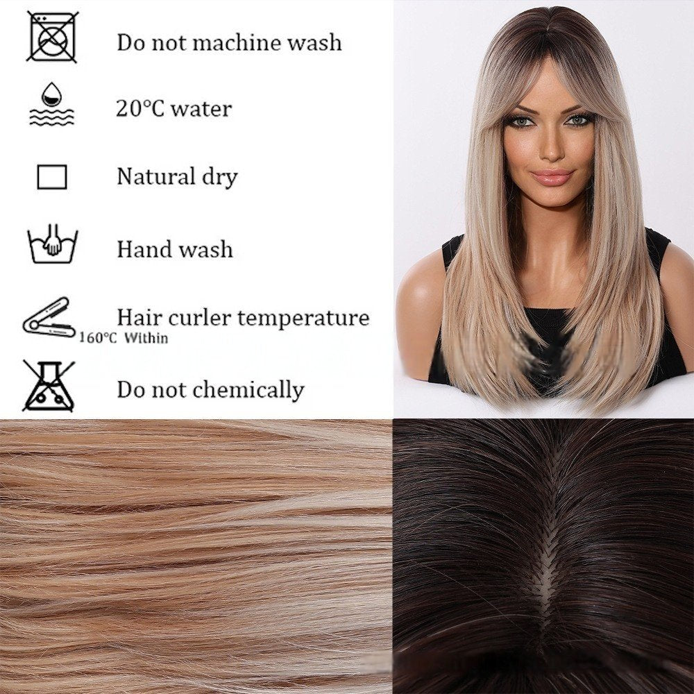 Fringe Gradual Color Wig – Micro-Curl Buckle Head Cover - siarwg