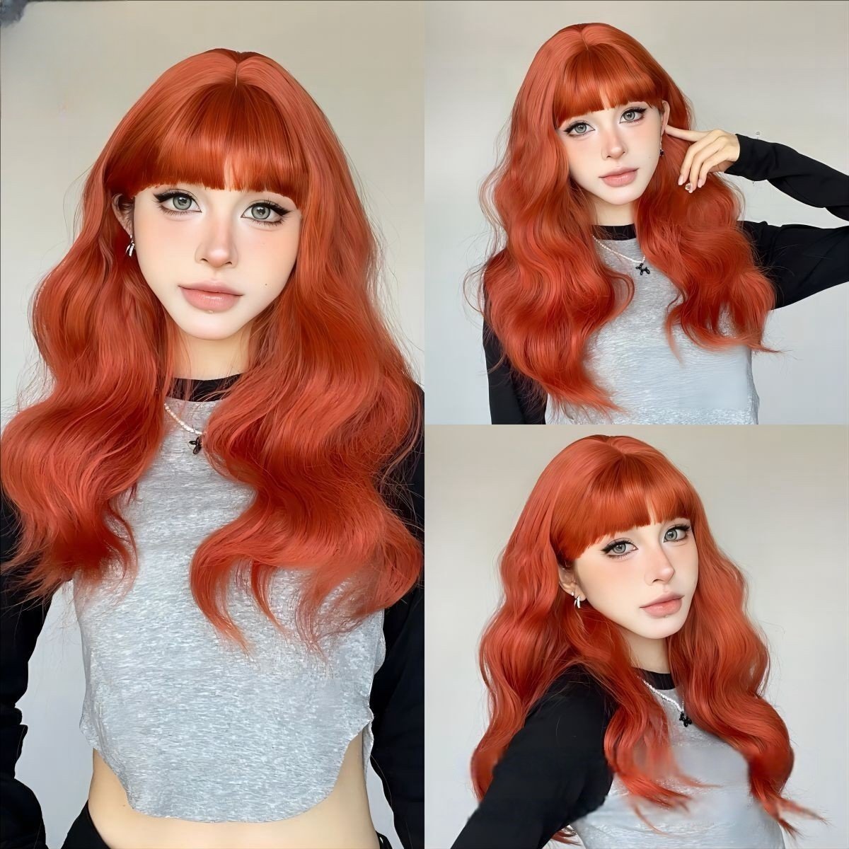 Dirty Orange Water Wavy Wig - siarwg