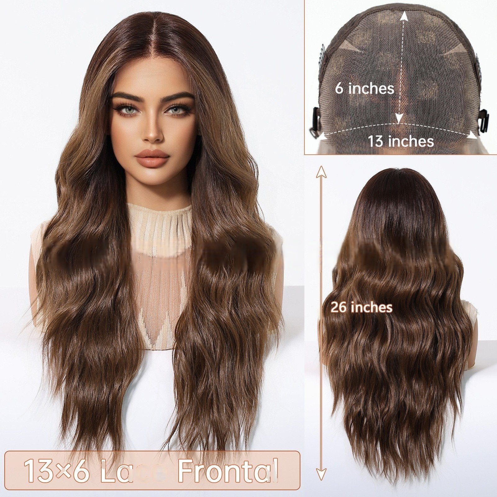 Free Parting Lace Wig - 13*6 Large AreaGradual White Gold - siarwg