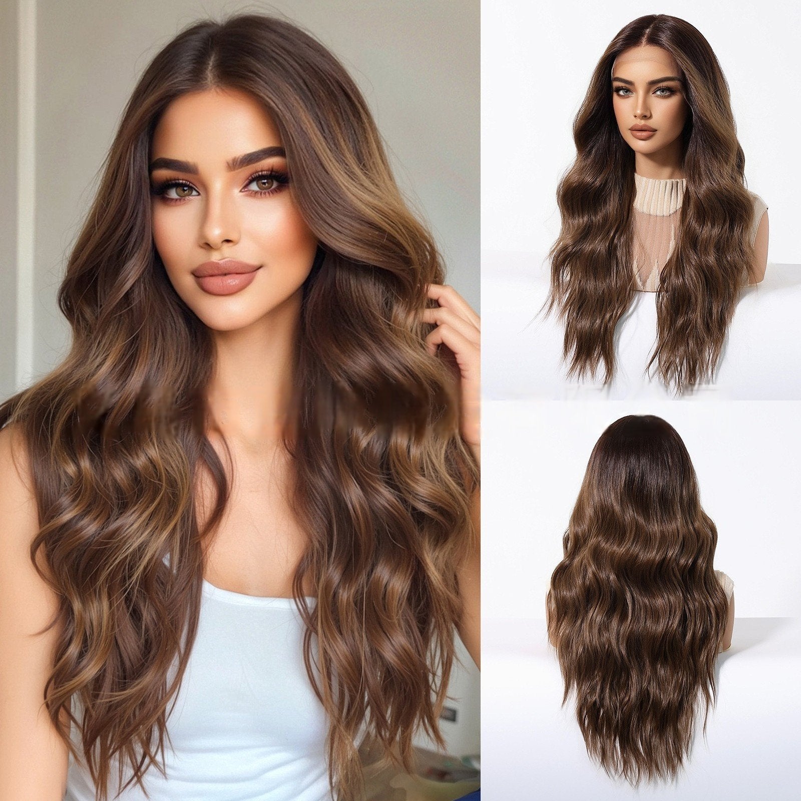 Free Parting Lace Wig - 13*6 Large AreaGradual White Gold - siarwg