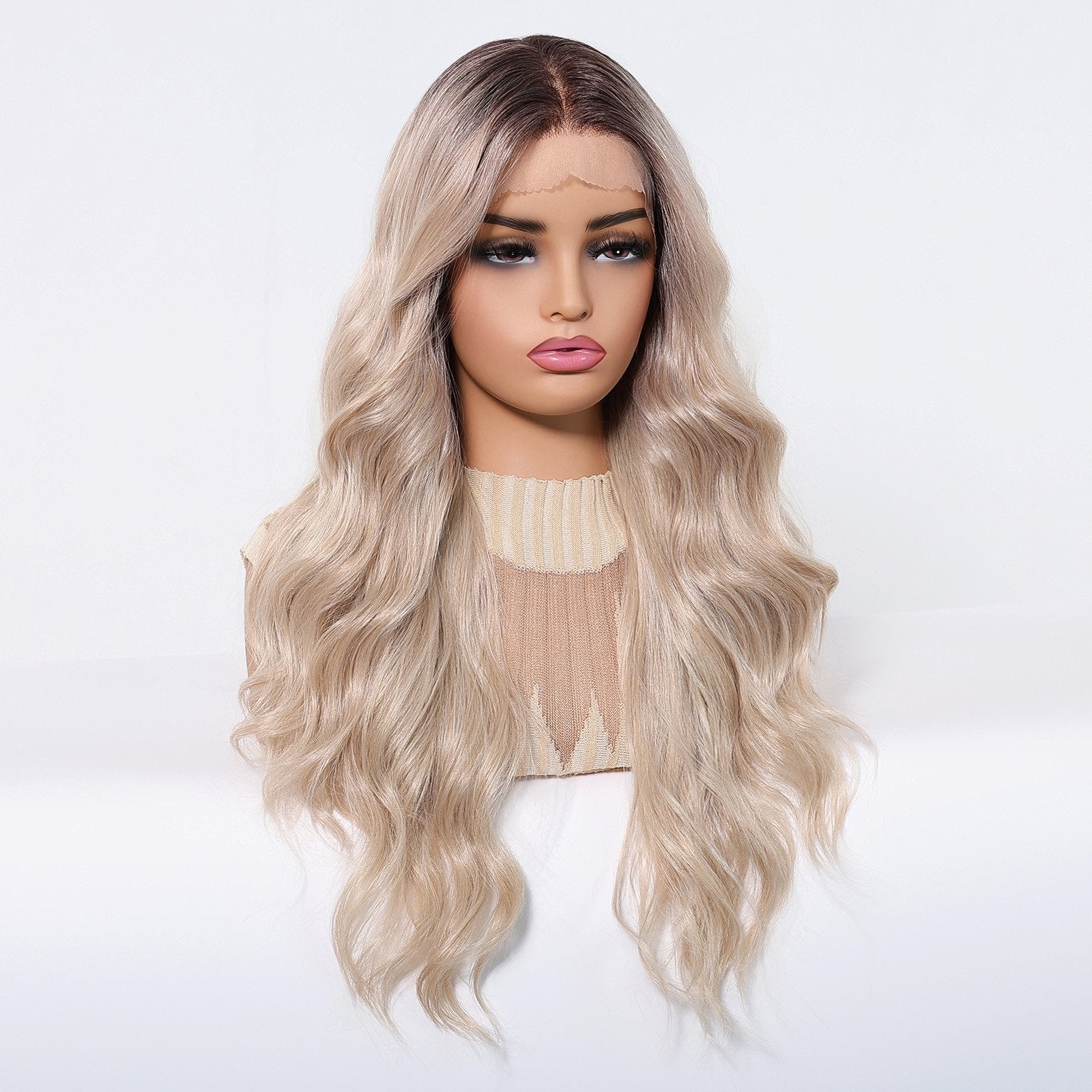 Free Parting Lace Wig - 13*6 Large AreaGradual White Gold - siarwg