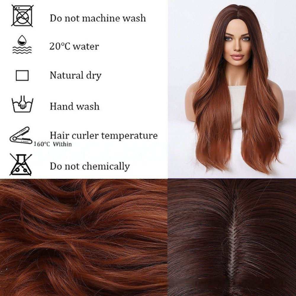Full Head Gradual Brown-Yellow Long Curly Wig - siarwg
