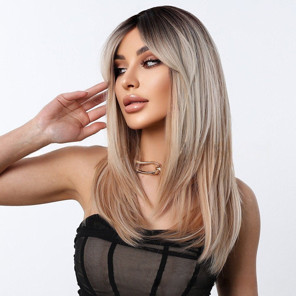 Fringe Gradual Color Wig – Micro-Curl Buckle Head Cover - siarwg