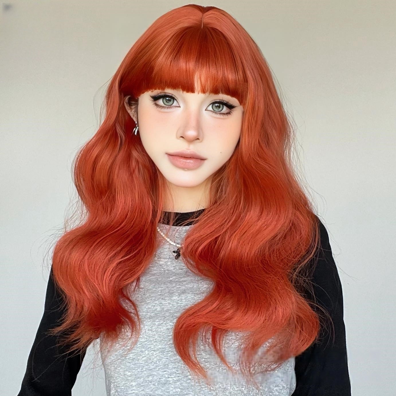 Dirty Orange Water Wavy Wig - siarwg