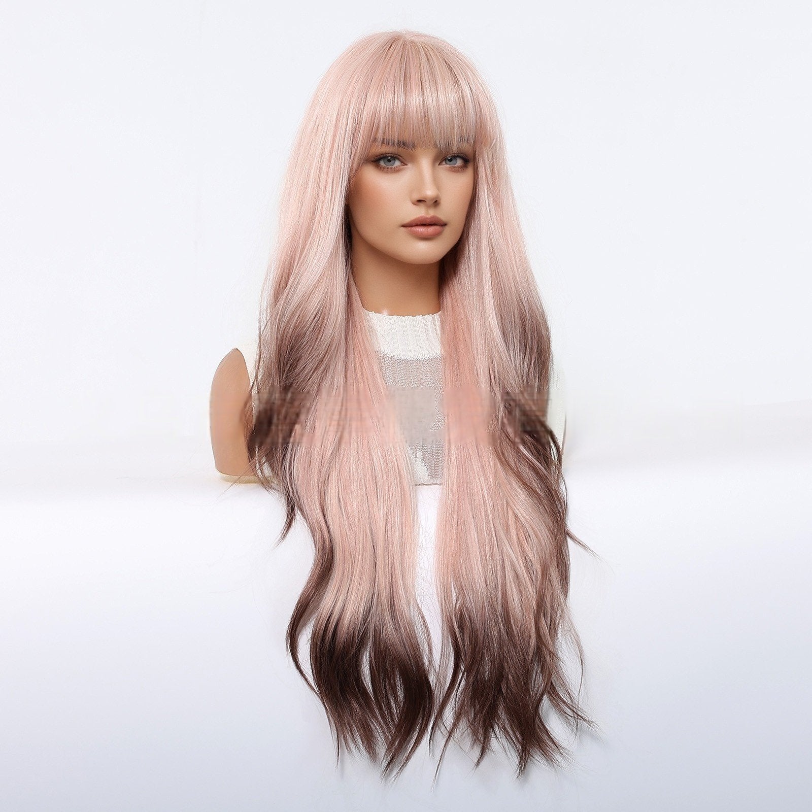 Gradient Pink Air Fringe Wig - siarwg