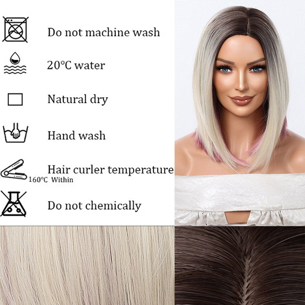Black Gradient Beige White with Bob Style and Partial Design - siarwg