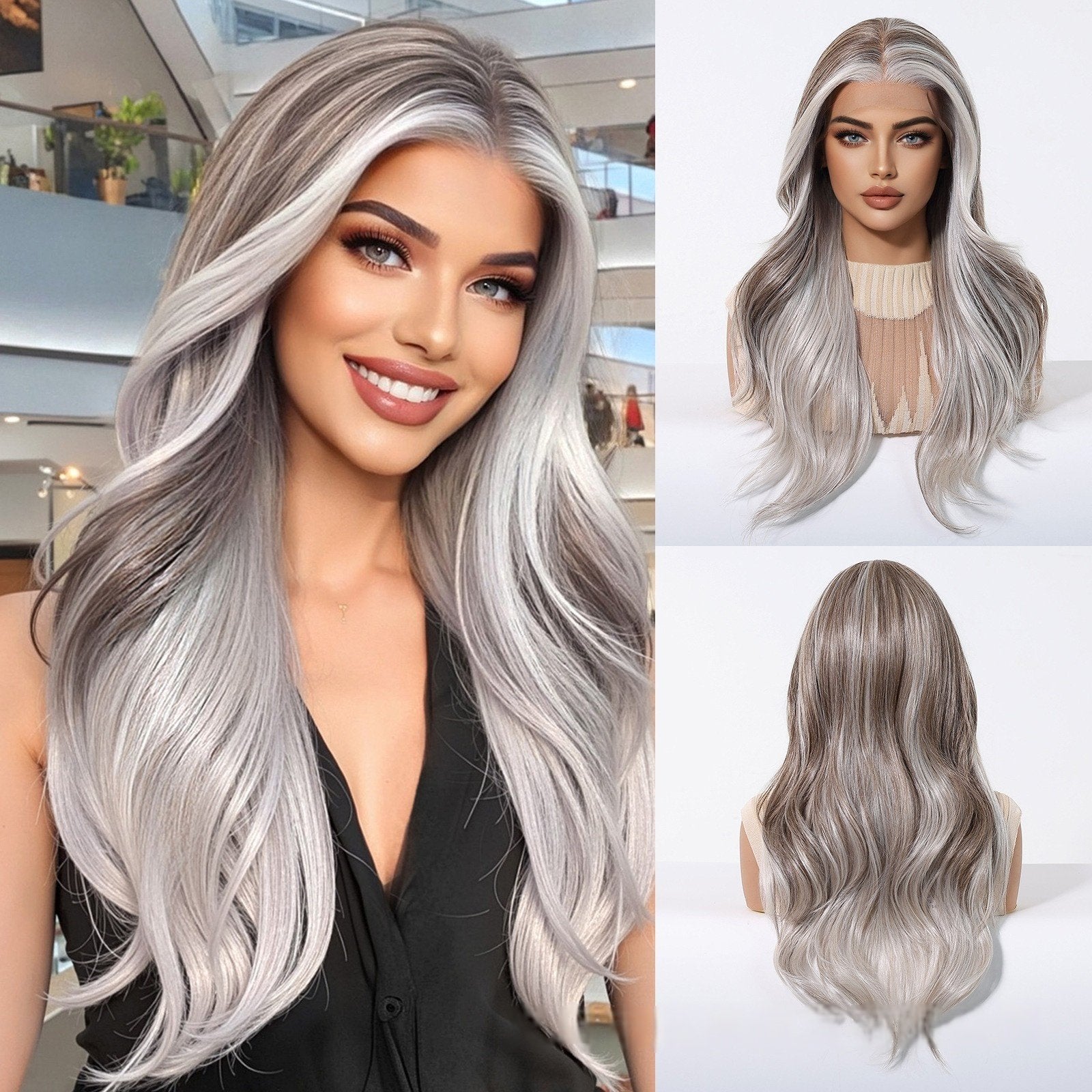 Lace Wig 13*6 Gradual Brown High Temperature Silk Head Cover - siarwg