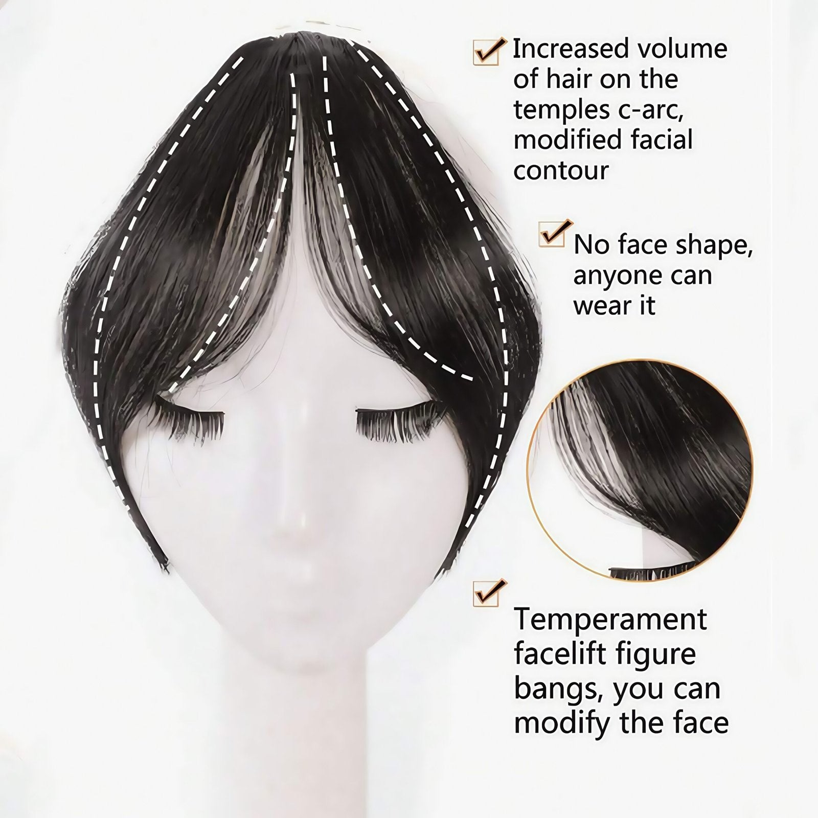 Bangs Wig – Featherweight Clip-In Fringe - siarwg