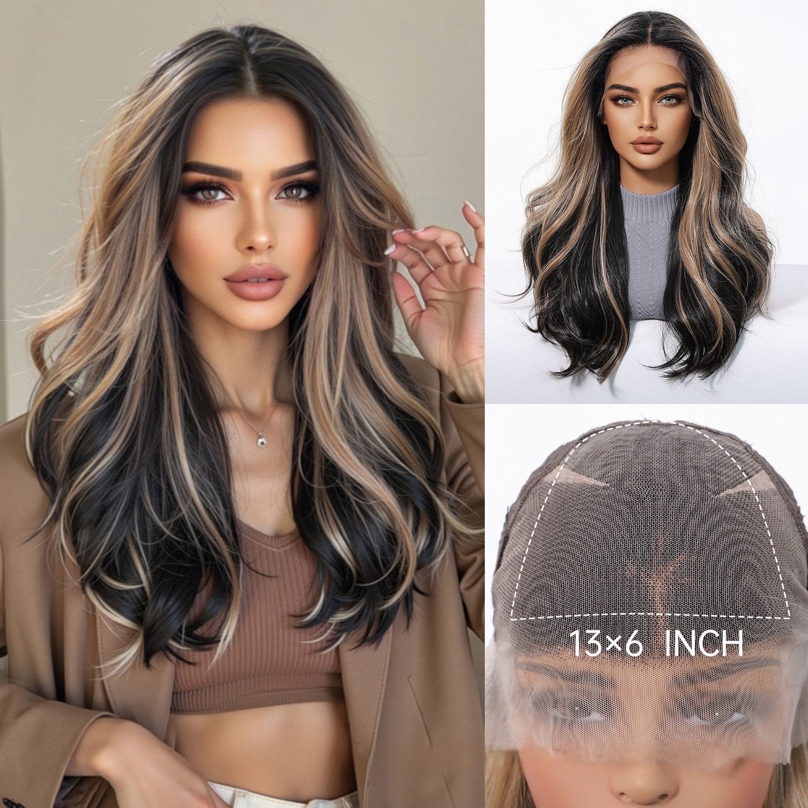 Lace Wig 13*6 Gradual Brown High Temperature Silk Head Cover - siarwg
