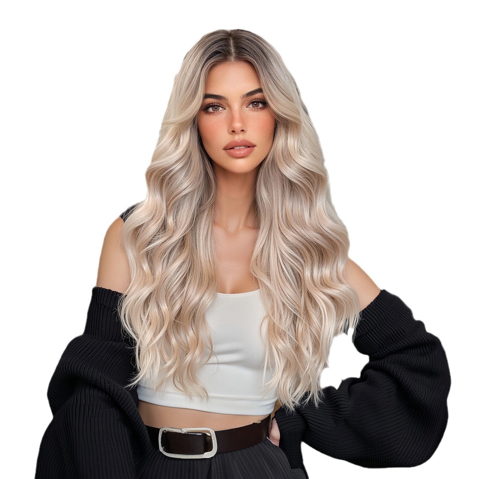 Free Parting Lace Wig - 13*6 Large AreaGradual White Gold - siarwg