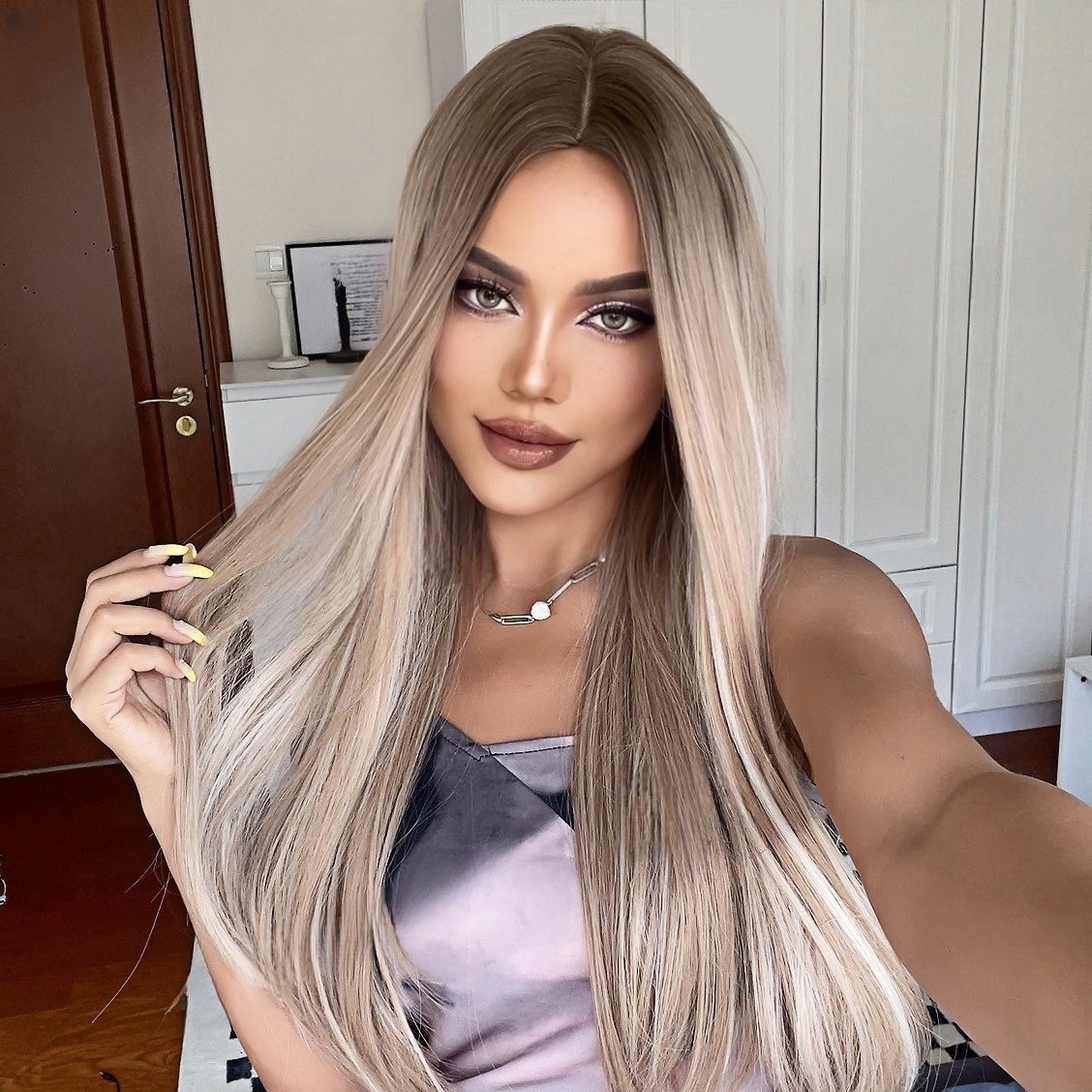 Full-Head Wig – Matte Black Long Straight Hair - siarwg