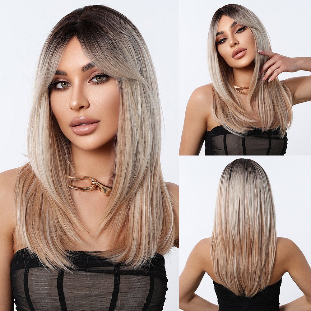 Fringe Gradual Color Wig – Micro-Curl Buckle Head Cover - siarwg