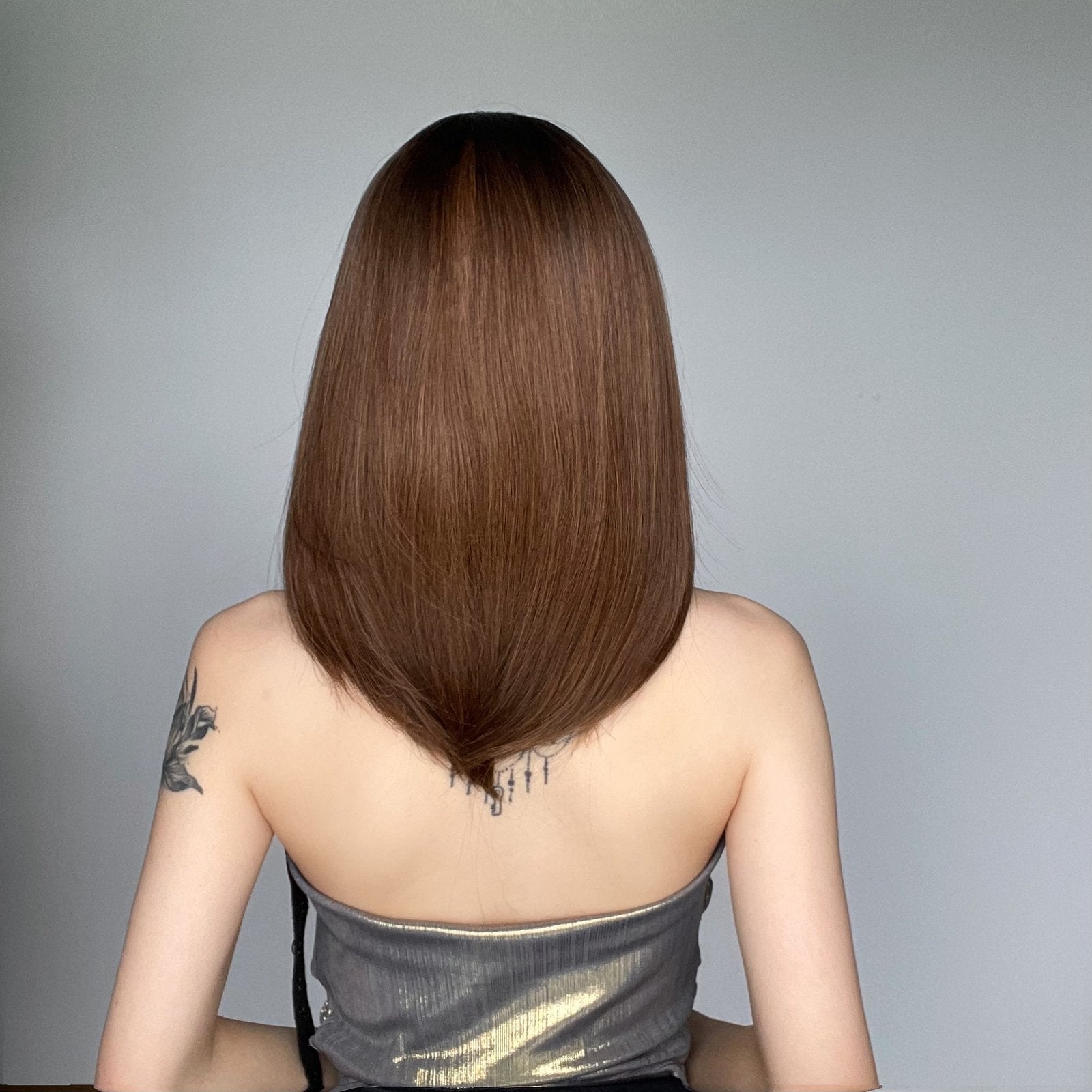 Gradient Brown Medium-Length Wig - siarwg