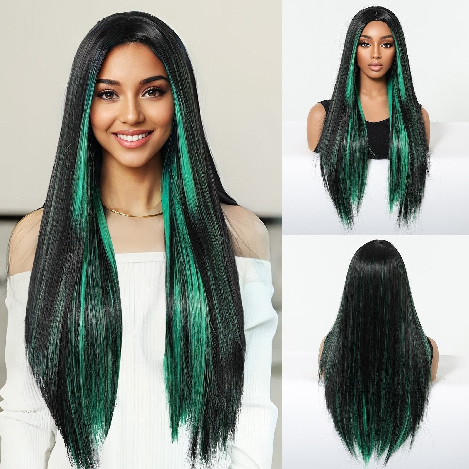 Full-Head Wig – Matte Black Long Straight Hair - siarwg