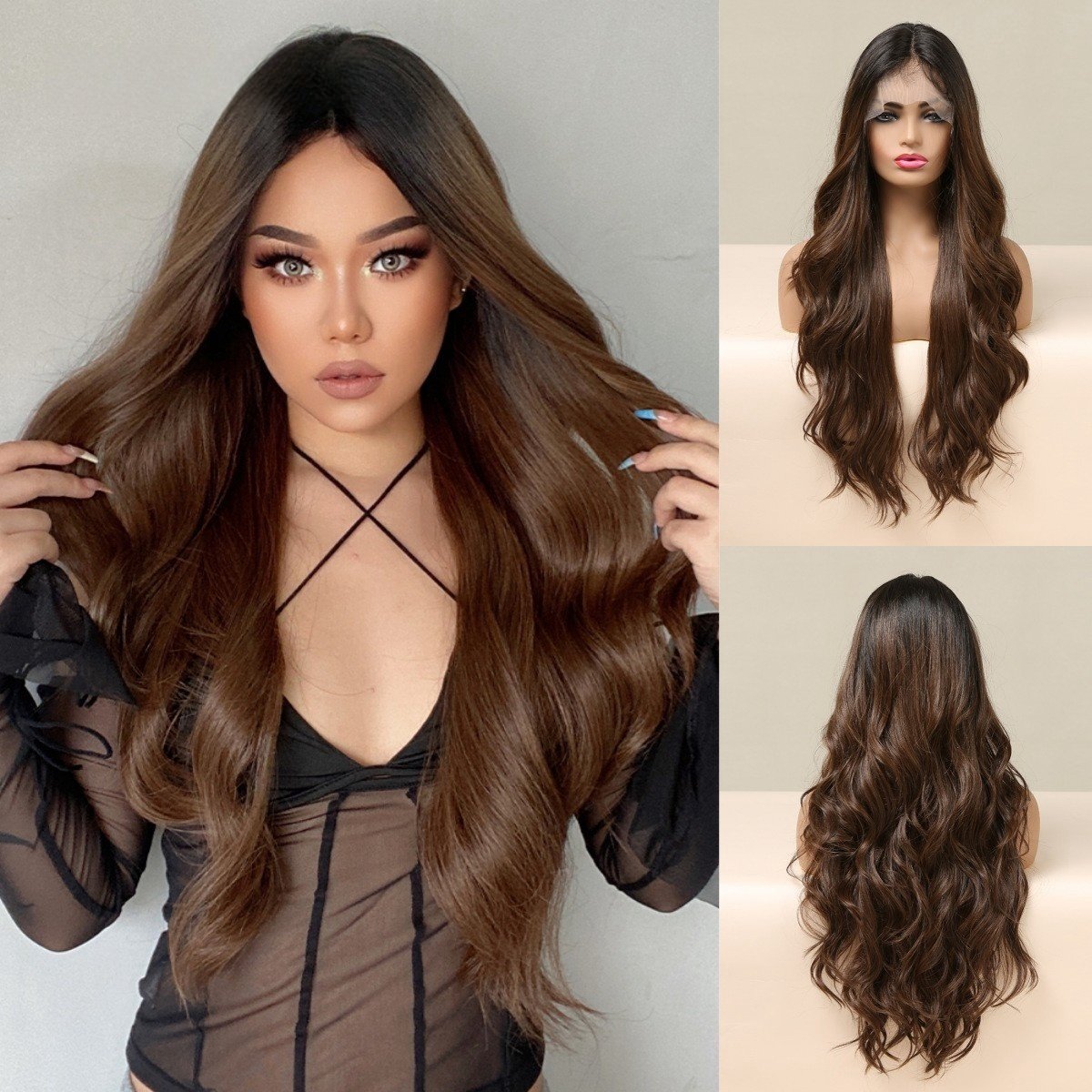 Free Parting Lace Wig - 13*6 Large AreaGradual White Gold - siarwg