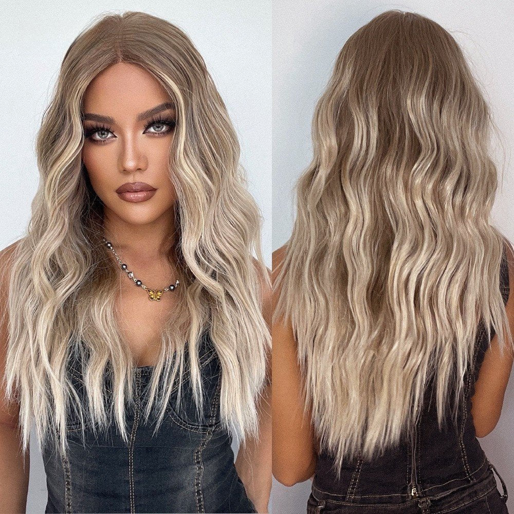 Free Parting Lace Wig - 13*6 Large AreaGradual White Gold - siarwg