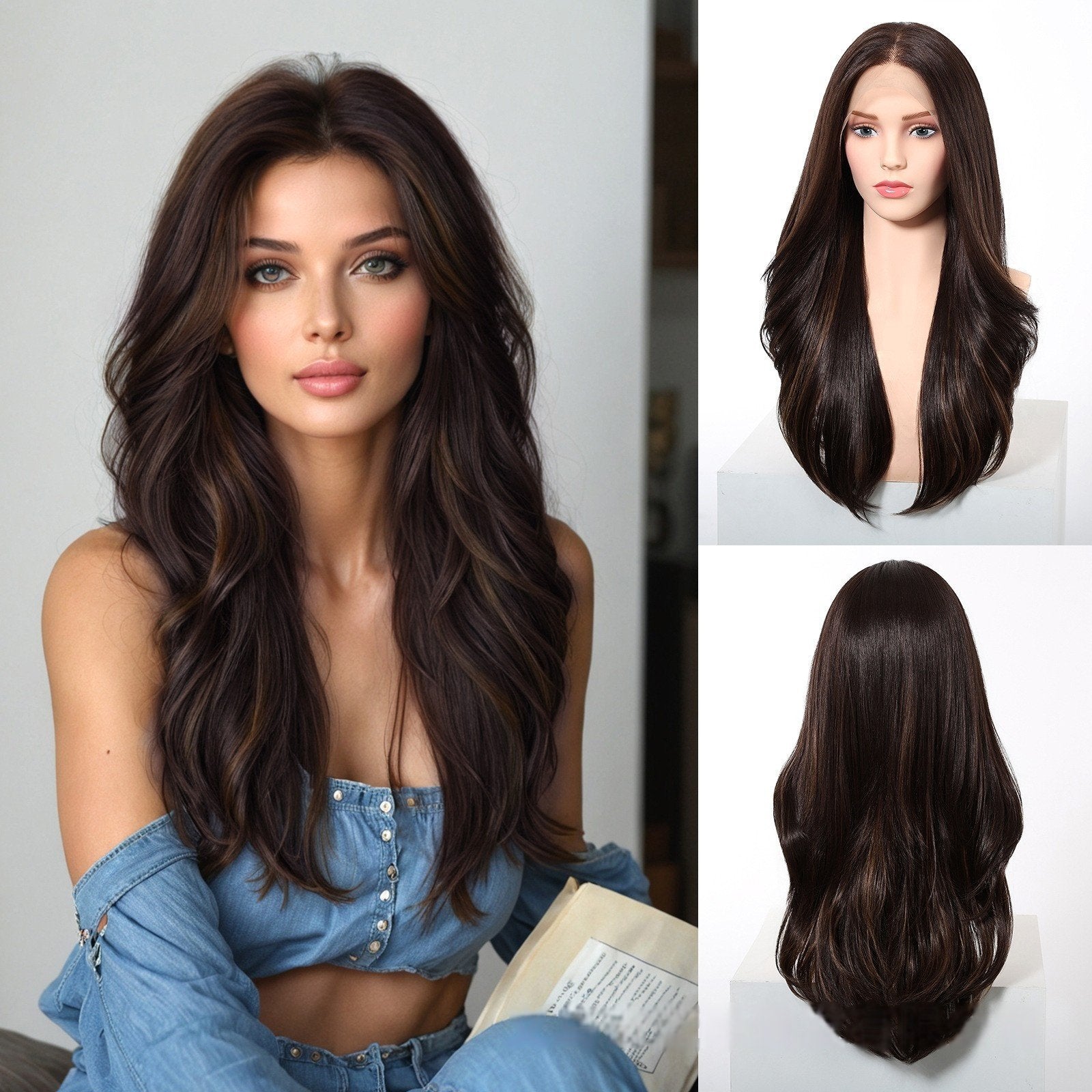 Lace Wig 13*6 Gradual Brown High Temperature Silk Head Cover - siarwg