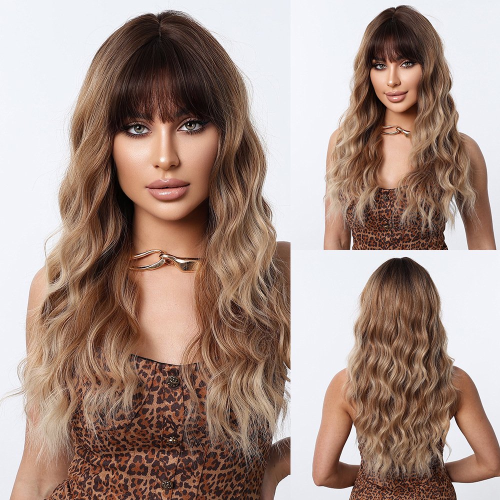 Brown Wool Curly Wig - siarwg
