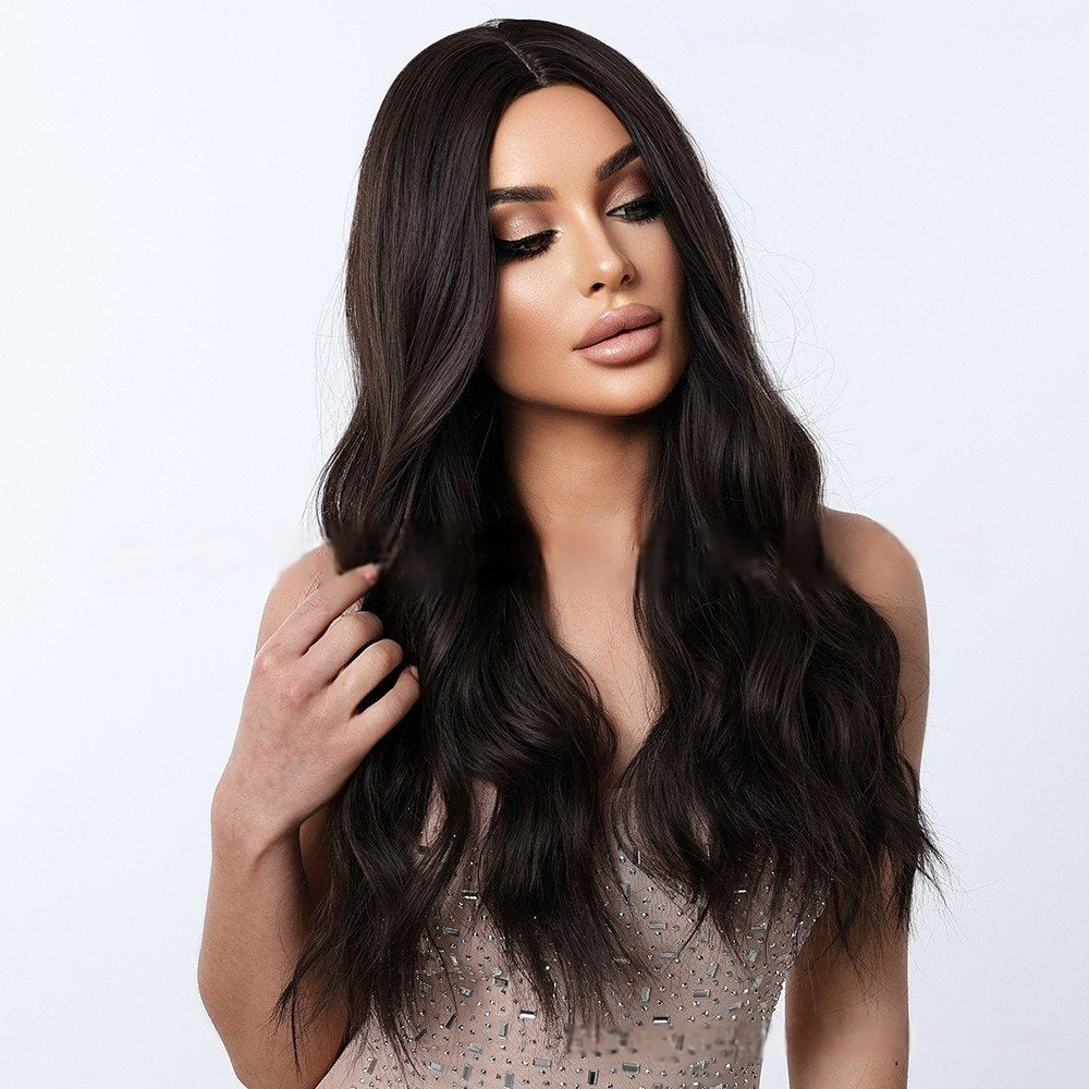Long Curly Hair Natural Fluffy Wig Full Head Hair - siarwg