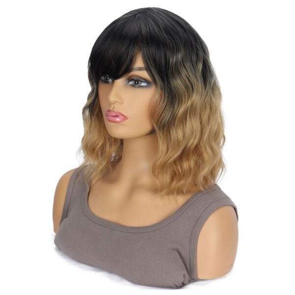 European and American Women's Rose Net Wig - Brown Dyed Short Curly High Temperature Silk Head Cover, 100% Heat Resistant, Versatile Styling Option - Image 2