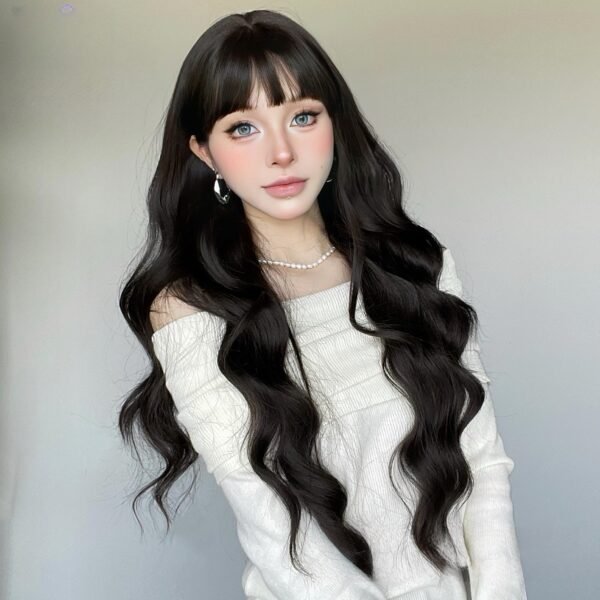 Women's Fashion Wig Egg Roll Air Bangs Big Waves Long Curly Hair Full Head Cover Realistic Everyday Look - Image 3