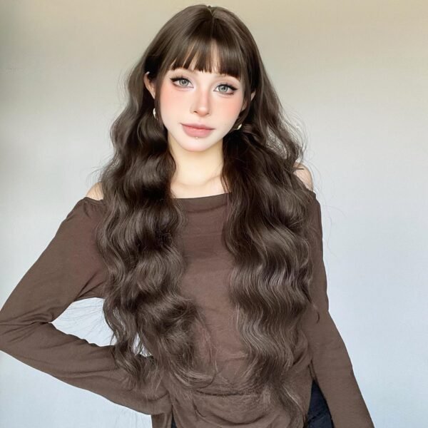 Wig female full head set long curly hair natural fluffy lazy wool roll Korean atmosphere daily whole wig set - Image 3