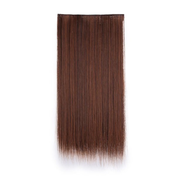 Wig Women's Five Clip Straight Hair Wig Piece - Seamless Clip Hair Extensions in Chemical Fiber, Matte Silk Finish - Image 5