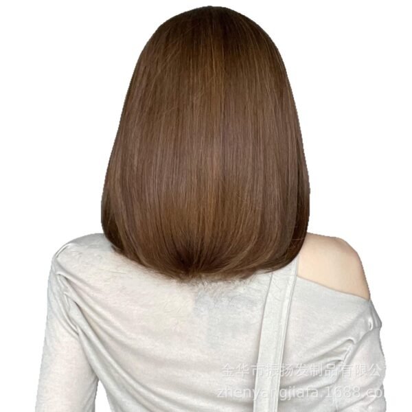 Wig Female Gradient Brown Bob Daily Clavicle Hair Micro Inside Buckle Student Bob Full Head Cover with Inside Buckle - Image 4