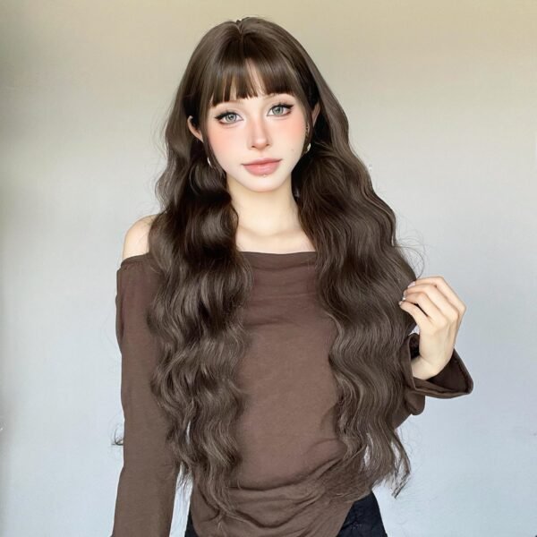 Wig female full head set long curly hair natural fluffy lazy wool roll Korean atmosphere daily whole wig set - Image 4