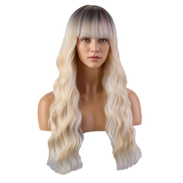 Bangs European and American Wig Gradient Change Long Curly Synthetic Full Head Cover - Chemical Fiber with Bangs - Image 5