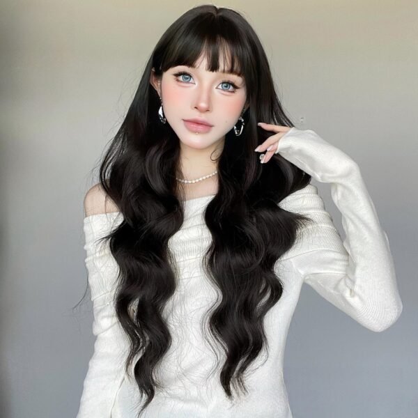 Women's Fashion Wig Egg Roll Air Bangs Big Waves Long Curly Hair Full Head Cover Realistic Everyday Look - Image 4