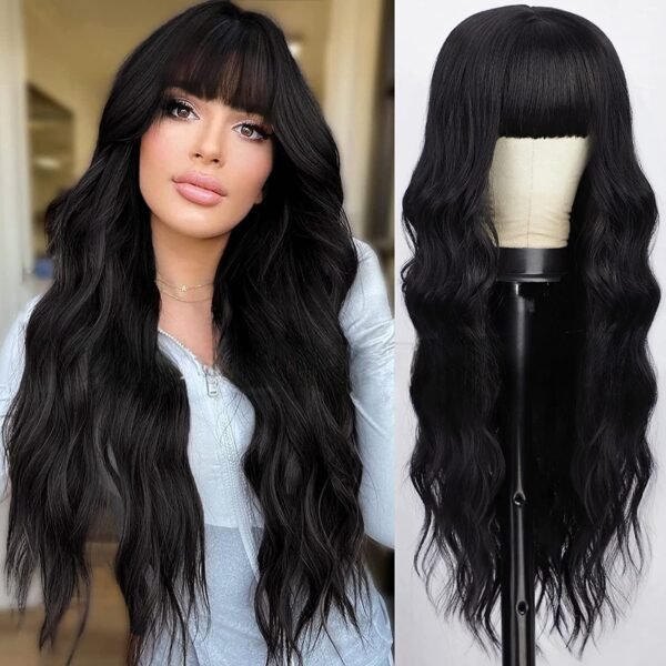 Bangs European and American Wig Gradient Change Long Curly Synthetic Full Head Cover - Chemical Fiber with Bangs - Image 8