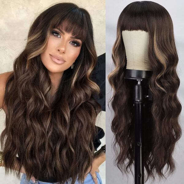 Bangs European and American Wig Gradient Change Long Curly Synthetic Full Head Cover - Chemical Fiber with Bangs - Image 9