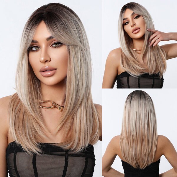 Hot European and American Wig - 8-figure Fringe Gradually Changing Head Cover with Buckle, Micro Curl, and Chemical Fiber Material