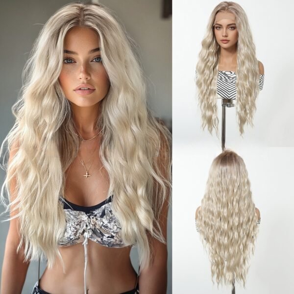 Free Parting Lace Wig - 13*6 Large Area, Soft and Not Easily Knotted, Gradual White Gold, Full Head Cover - Image 5