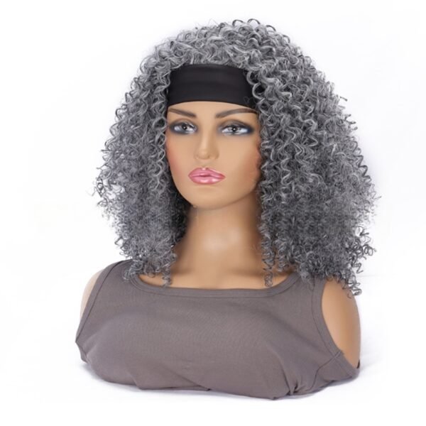 14-inch Fashion wig Women's headband Short African small curly chemical fiber hair set high temperature silk - Image 3