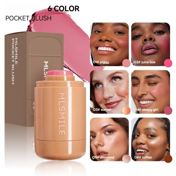 Pocket Blush Stick 6-Color Natural Highlight Brightening Portable Lip & Cheek Blush Cream Your All-in-One Glow On The Go!