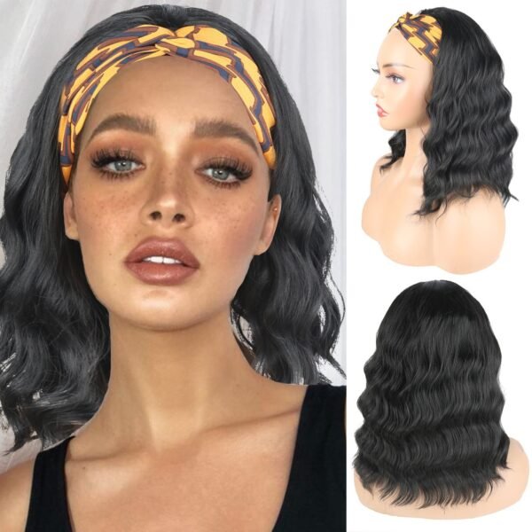 European and American Wig Women's Ice Silk Multi-Colored Headscarf for Medium Long Curly Hair with Chemical Fiber Design