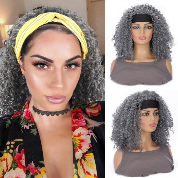 14-inch Fashion wig Women's headband Short African small curly chemical fiber hair set high temperature silk